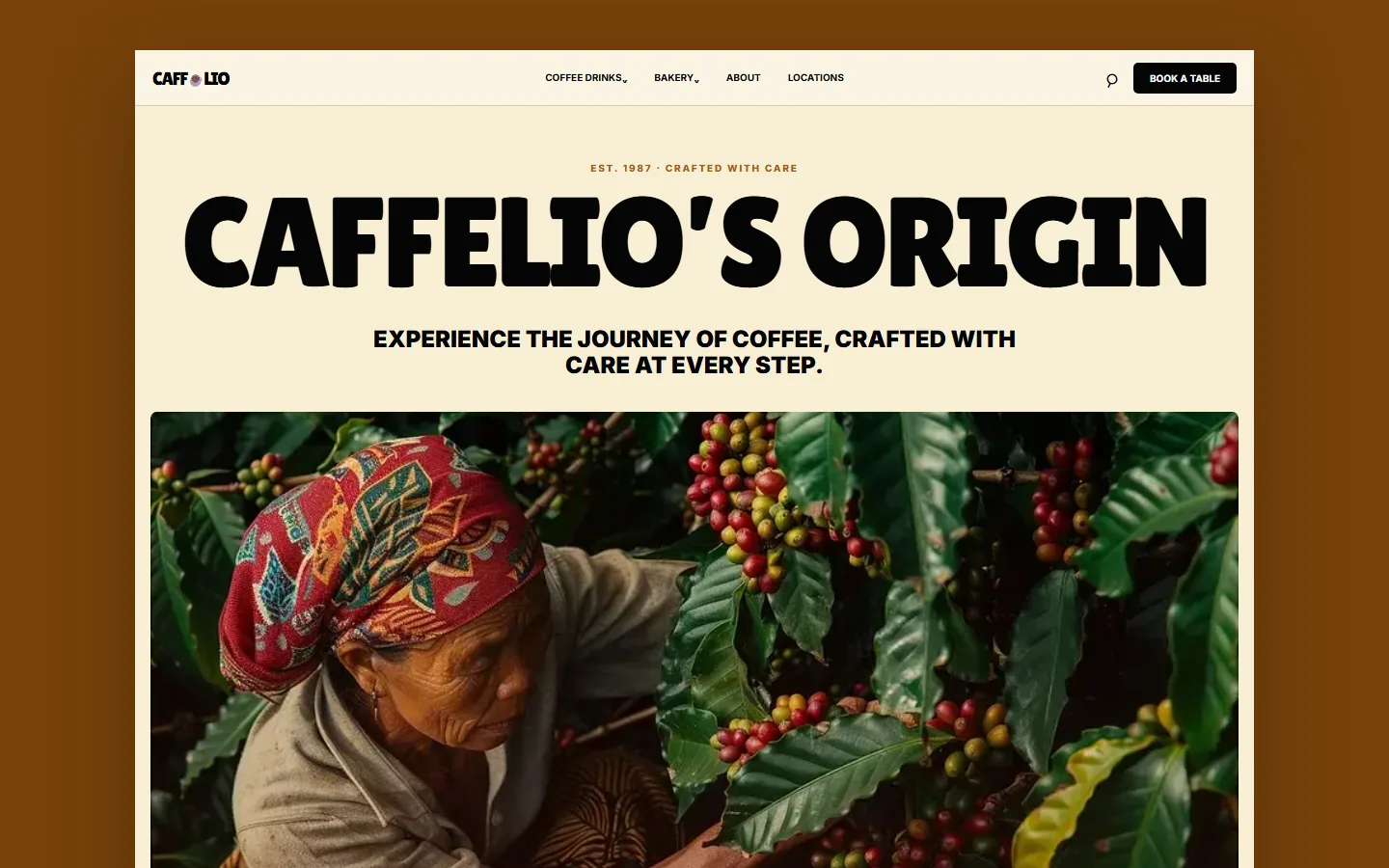 Homepage preview of Caffelio’s Origin